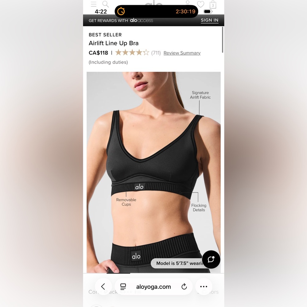 ALO Yoga Airlift Line Up Bra New With Tags - Small